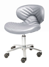 Chevron Pedicure Technician Stool Silver Metallic SalonSpaStore.com