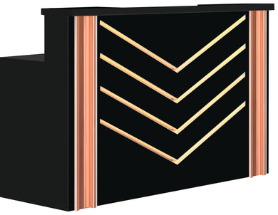 Chevron Reception Desk - Black or White - Rose Gold Accents Matte Black Gold Accent SalonSpaStore.com