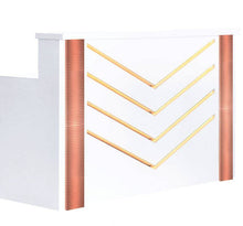 Chevron Reception Desk - Black or White - Rose Gold Accents Matte White Gold Accent SalonSpaStore.com