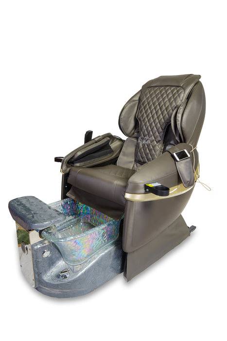 Diva Deluxe Pedicure Spa - Full Body Massage Chair Dark Gray Chair - Gray Base - Clear Sink SalonSpaStore.com