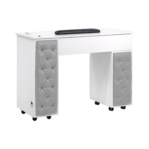 Drexel Tufted Single Manicure Nail Table - 4 Colors Gray Panels SalonSpaStore.com