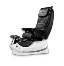Empress G5 Pedicure Spa Chair with Black Leather Upholstery White Base and Dark Blue Bowl
