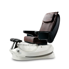 Empress G5 Pedicure Spa Chair with Chocolate Leather Upholstery White Base and Crystal Bowl