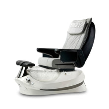Empress G5 Pedicure Spa Chair with Gray Leather Upholstery White Base and Crystal Bowl