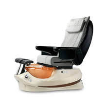 Empress G5 Pedicure Spa Chair with Gray Leather Upholstery Bone Base and Gold Bowl