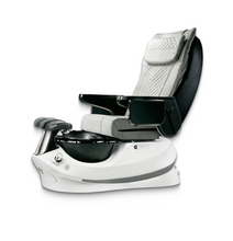Empress G5 Pedicure Spa Chair with Gray Leather Upholstery White Base and Dark Blue Bowl