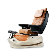 Empress G5 Pedicure Spa Chair with Mocha Leather Upholstery Bone Base and Gold Bowl