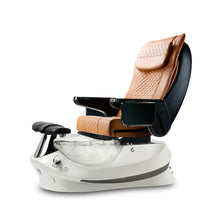 Empress G5 Pedicure Spa Chair with Mocha Leather Upholstery White Base and Crystal Bowl