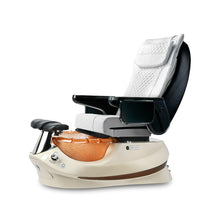 Empress G5 Pedicure Spa Chair with White Leather Upholstery Bone Base and Gold Bowl