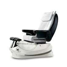 Empress G5 Pedicure Spa Chair with White Leather Upholstery White Base and Crystal Bowl