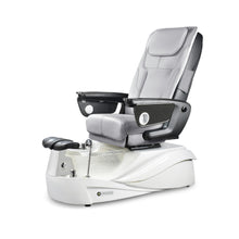 Empress RXO Pedicure Chair with Gray Upholstery and White Base with White Bowl