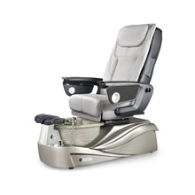 Empress RXO Pedicure Chair with Gray Upholstery and Silver Base with Silver Bowl