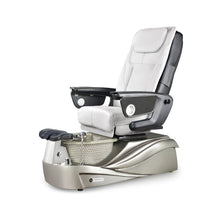Empress RXO Pedicure Chair with White Upholstery and Silver Base with Silver Bowl