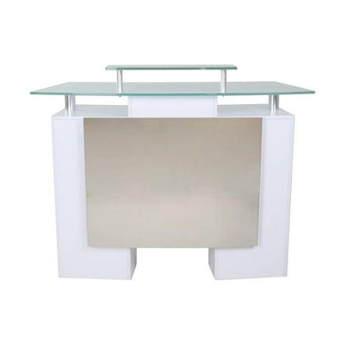 Glasglow I Reception Desk - White/Silver SalonSpaStore.com