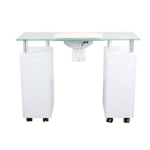 Glasglow Manicure Nail Table with Dust Fan White SalonSpaStore.com