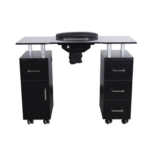 Glasglow Manicure Nail Table with Dust Fan Black SalonSpaStore.com