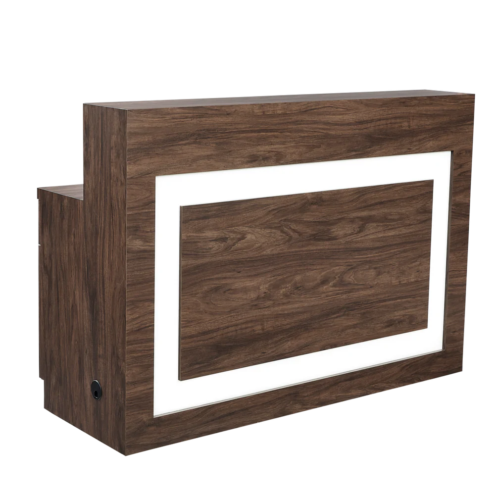 Lume TimberLuxe Reception Desk Mahogany Glow SalonSpaStore.com