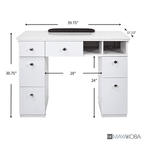 Napa Manicure Nail Table - White/Silver SalonSpaStore.com