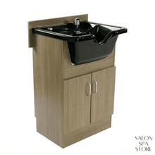 Sanden Shampoo Cabinet and Bowl Kit Light Wood Cabinet SalonSpaStore.com