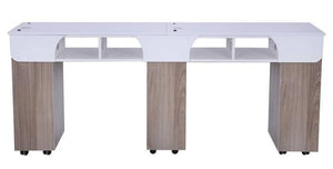 Seneca Double Manicure Nail Table in Light Wood SalonSpaStore.com