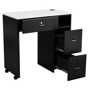 Space Saver Manicure Table - Gray or Black with White Quartz Top SalonSpaStore.com