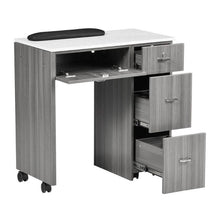 Space Saver Manicure Table - Gray or Black with White Quartz Top SalonSpaStore.com