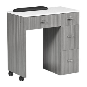 Space Saver Manicure Table - Gray or Black with White Quartz Top SalonSpaStore.com