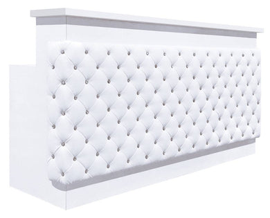 Valentino Lux Tufted Reception Desk No 5ft White SalonSpaStore.com