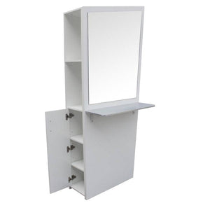 Zoe Single Sided Styling Station - White SalonSpaStore.com